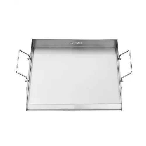 VEVOR Grillplatte Grillpfanne aus Edelstahl universelle rechteckige Platte (448 x 370 mm) mit flacher Oberseite, Gasgrill-Grillplatte für BBQ-Grill Teppanyaki, Familienkochgeschirr mit Griff – Bild 9