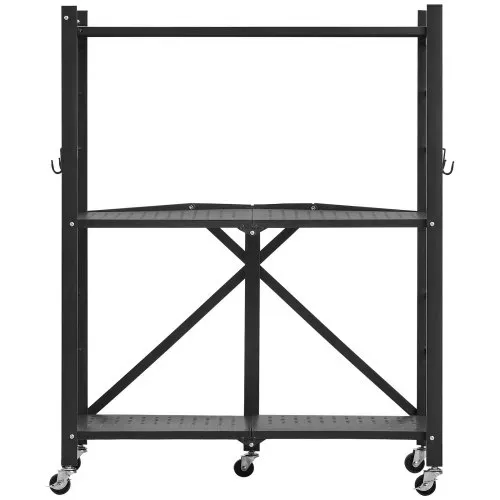 VEVOR 3 Etagen, Klappbare Regale mit Rädern, 33x71x91 cm, Faltbares Schwerlastregal, montagefreies Standregal, Haushaltsregal, Küchenregal, Metallregal für Garage, Küche, Keller, schwarz – Bild 8