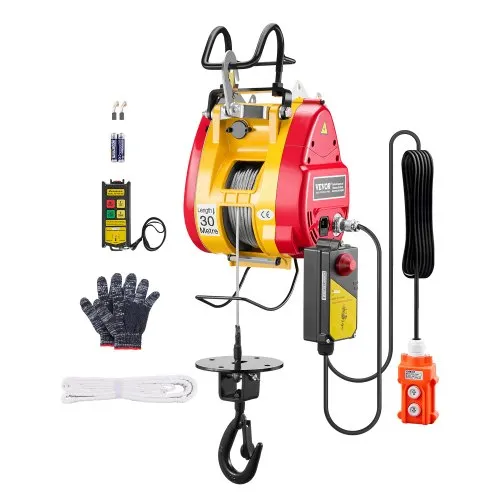 VEVOR 2-in-1 elektrische Hebewinde, 500 kg Kapazität, 1800 W tragbare Kraftwinde, 30 m Hubhöhe, 11 m/min mit Kabel- und kabelloser Fernbedienung, für Garage, Lager, Fabrik, Hebe- & Abschlepparbeiten VEVOR 2-in-1 elektrische Hebewinde, 500 kg Kapazität, 1800 W tragbare Kraftwinde, 30 m Hubhöhe, 11 m/min mit Kabel- und kabelloser Fernbedienung, für Garage, Lager, Fabrik, Hebe- & Abschlepparbeiten