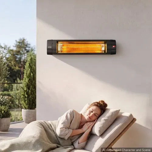 VEVOR Infrarot Heizstrahler 2500W Elektrischer Infrarotstrahler Wandgerät, Infrarotheizung für Garten Terrasse Balkon, Bedienfeld & Fernbedienung, 3 Heizstufen, 24h Timer, Hitzebeständiges PP-Material – Bild 7