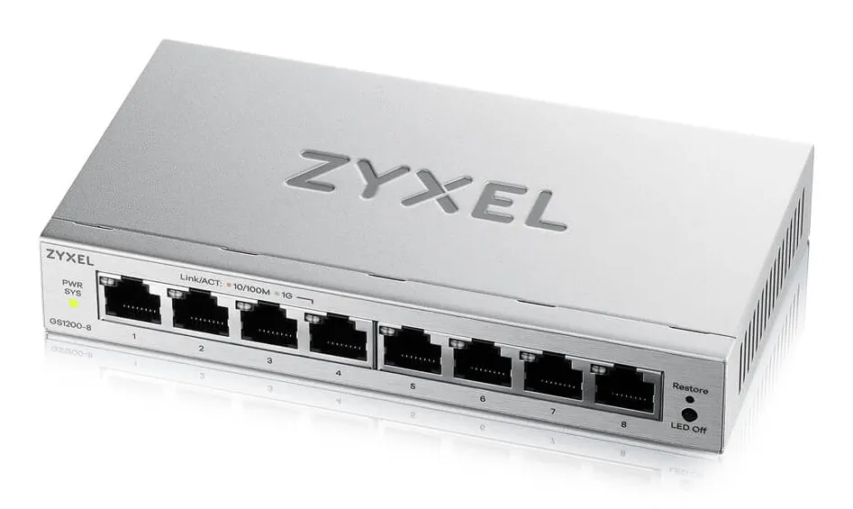 Zyxel GS1200-8V3 Managed L2 Gigabit Ethernet (10/100/1000) Desktop Grau Zyxel GS1200-8V3 Managed L2 Gigabit Ethernet (10/100/1000) Desktop Grau