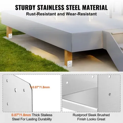 VEVOR Aufschraubhülse 149 x 143 x 160 mm U Pfostenträger aus Edelstahl mit Sprühbeschichtung Pfostenschuh mit einer 23 mm dicken Deckplatte Pfosten Ideal für Pergolen Verandageländern – Bild 2