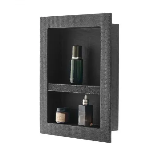 VEVOR Duschnische, 10,16x40,64x50,8 cm, Wandnische mit beweglichem Trennregal, Seifen- & Shampoo-Aufbewahrungs-Organizer, rechtwinklige Ecken, schwarz für Badezimmerdusche – Bild 8