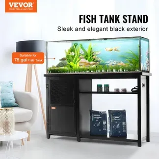 VEVOR Aquariumständer, 75 Gallonen Fischtankständer, 132 x 50 x 82 cm Schildkrötentankständer aus Stahl und MDF, 284 kg Tragkraft, Reptilientankständer mit Lagerschrank & Integriertem Netzteil VEVOR Aquariumständer, 75 Gallonen Fischtankständer, 132 x 50 x 82 cm Schildkrötentankständer aus Stahl und MDF, 284 kg Tragkraft, Reptilientankständer mit Lagerschrank & Integriertem Netzteil