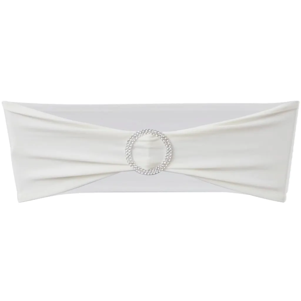 vidaXL 25 x Stretch Stuhlschleifen + Diamant Schnalle cremefarben – Bild 2