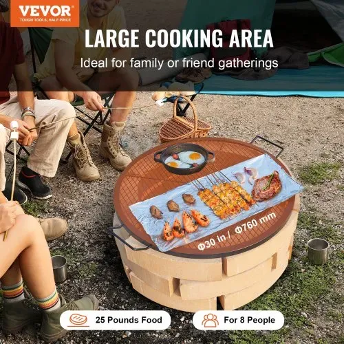 VEVOR X-Marks Feuerstellen-Grillrost, Φ 760 x 25 mm Lagerfeuer-BBQ-Grillrost aus Stahl mit Griff und Stütz-X-Draht, Tragbares Camping-Kochgeschirr für Partys und Zusammenkünfte im Freien, Schwarz VEVOR X-Marks Feuerstellen-Grillrost, Φ 760 x 25 mm Lagerfeuer-BBQ-Grillrost aus Stahl mit Griff und Stütz-X-Draht, Tragbares Camping-Kochgeschirr für Partys und Zusammenkünfte im Freien, Schwarz