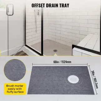 VEVOR Duschschwellen-Set, 38 x 60 Zoll wasserdichte Duschschwellenauflage mit 4 Zoll ABS-Versatz-Klebeflansch, 4 Zoll Edelstahlgitter, 2 zuschneidbare Duschschwellen und Kelle, Duschwannen-Gefällestäbe passend für Badezimmer VEVOR Duschschwellen-Set, 38 x 60 Zoll wasserdichte Duschschwellenauflage mit 4 Zoll ABS-Versatz-Klebeflansch, 4 Zoll Edelstahlgitter, 2 zuschneidbare Duschschwellen und Kelle, Duschwannen-Gefällestäbe passend für Badezimmer
