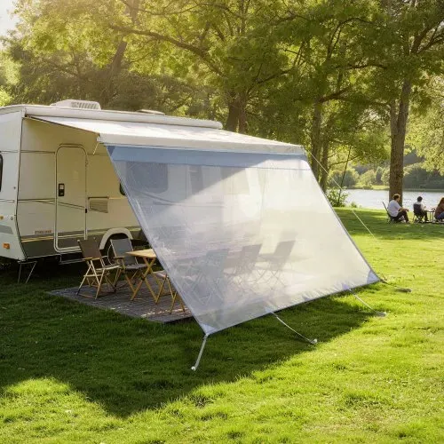 VEVOR Sonnenschutz (2 x 3,3 m) für Markisen (3,5 m), Markisen-Vorderwand aus Polyester-Netzgewebe, Doppelt Genähter & Atmungsaktiver Sichtschutz für Wohnmobil, Camping & Wohnwagen – Bild 7