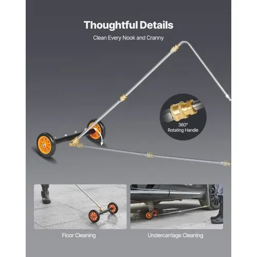 VEVOR 415 mm Hochdruckreiniger-Unterbodenreiniger, Edelstahl-Oberflächenreiniger, 4000 Max PSI, Winkeleinstellungsgetriebe, 4 Sprühdüsen, 2 verlängerte Stäbe für Auffahrt, Terrasse, Deck – Bild 4