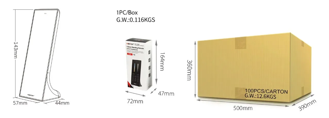 MiBoxer Y2-B LED Fernbedienung 2,4GHz dual white (CCT) 3 Zonen (b) – Bild 3