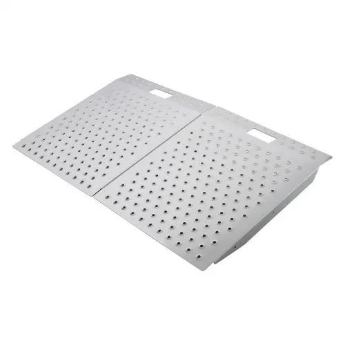 VEVOR 2x Schwellenrampe 750x617mm, 340,2kg Belastbare Rollstuhlrampe für Max. 165mm Höhe, Rutschfeste Auffahrschiene aus Alu, Stabile Auffahrrampe für Rollstuhl Scooter Türschwelle Bordsteine Treppen – Bild 9
