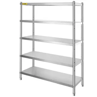 VEVOR Küchenregal 5 Ebenen, Standregal bis 750 kg (150 kg pro Boden), Edelstahlregal Gastronomie mit Verstellbaren Füßen & Regalböden, Schwerlastregal für Lager Garage Werkstatt, 1200 x 455 x 1830 mm VEVOR Küchenregal 5 Ebenen, Standregal bis 750 kg (150 kg pro Boden), Edelstahlregal Gastronomie mit Verstellbaren Füßen & Regalböden, Schwerlastregal für Lager Garage Werkstatt, 1200 x 455 x 1830 mm