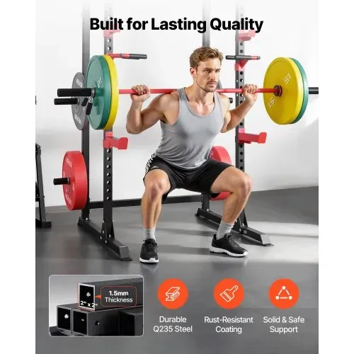 VEVOR Power Cage Power Rack, multifunktionales Squat-Rack mit verstellbarer Höhe, Heimfitnessgerät für Krafttraining mit J-Haken & weiteren Fitnessaufsätzen für Bankdrücken Klimmzüge Dips – Bild 5