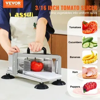 VEVOR Kommerzieller Tomatenschneider, 3/16 Zoll Tomatenschneider, Hochleistungs-Zwiebelschneider aus Edelstahl, Manueller Gemüseschneider, zum Schneiden von Tomaten, Gurken, Bananen VEVOR Kommerzieller Tomatenschneider, 3/16 Zoll Tomatenschneider, Hochleistungs-Zwiebelschneider aus Edelstahl, Manueller Gemüseschneider, zum Schneiden von Tomaten, Gurken, Bananen