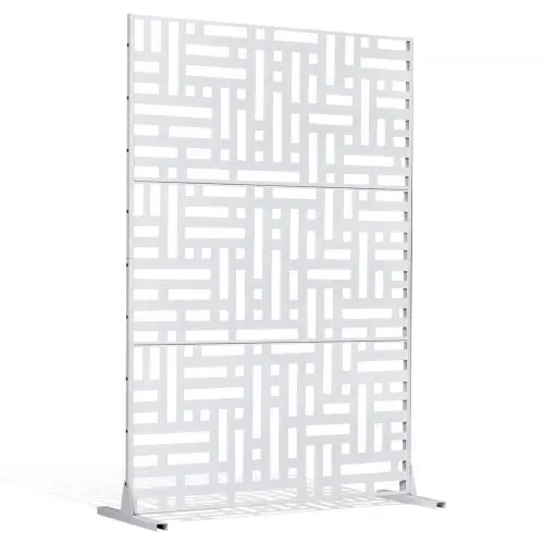 VEVOR Paravent, 120x50,8x193 cm, freistehende Außentrennwand mit Ständer, Sichtschutz, Trennwand, Raumtrenner, dekorativer Raumteiler aus Stahl für Balkon, Terrasse, Innenbereich, Whirlpool, weiß – Bild 9