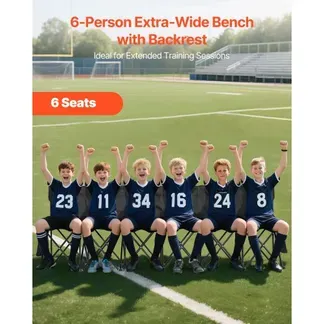 VEVOR tragbare Mannschaftsbank Sitzbank Campingbank (6 Personen) mit Seitentaschen & Tragetasche & Rückentasche, Klappbank mit Rückenlehne, Seitenbank für Fußball Baseball Outdoor Schwarz VEVOR tragbare Mannschaftsbank Sitzbank Campingbank (6 Personen) mit Seitentaschen & Tragetasche & Rückentasche, Klappbank mit Rückenlehne, Seitenbank für Fußball Baseball Outdoor Schwarz