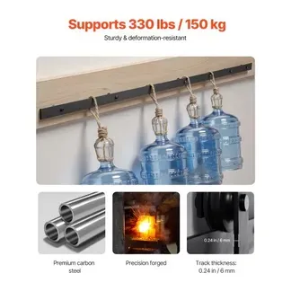 VEVOR Schiebetürsystem 3 m, Schiebetür Beschlag Tragkraft 150 kg, kompatibel mit einer maximalen Breite von 1524 mm und einer Dicke von 34,92 mm bis 44,45 mm, I-förmige Rolle, Schwarz VEVOR Schiebetürsystem 3 m, Schiebetür Beschlag Tragkraft 150 kg, kompatibel mit einer maximalen Breite von 1524 mm und einer Dicke von 34,92 mm bis 44,45 mm, I-förmige Rolle, Schwarz