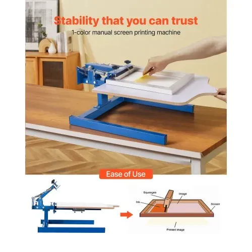 VEVOR Siebdruckmaschine 1-Farbe 1-Stationen-Siebdruckpresse 540×450 mm, Einstellbare Spannung Pulverbeschichteter Kohlenstoffstahl für T-Shirt-Bedruckung Heim-& Gewerbegebrauch VEVOR Siebdruckmaschine 1-Farbe 1-Stationen-Siebdruckpresse 540×450 mm, Einstellbare Spannung Pulverbeschichteter Kohlenstoffstahl für T-Shirt-Bedruckung Heim-& Gewerbegebrauch