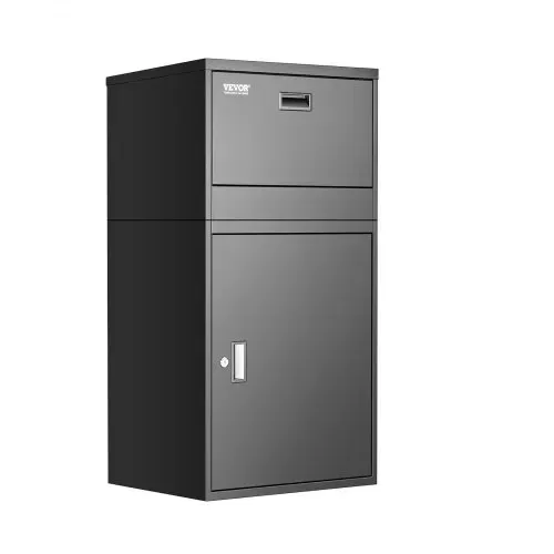 VEVOR Paketbriefkasten 500x398x980mm, Paketkasten mit Schloss, Paketbriefbox aus verzinktem Stahl mit Diebstahlschutz-Design, Packstation für Zuhause und das Büro, Schwarz – Bild 8