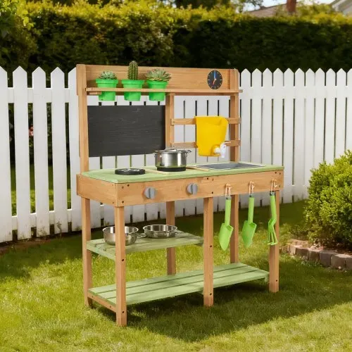 VEVOR Spielküche, Kinderküche, Spielzeugküche mit Herd, Wassertank, Spüle, Pflanzschaufeln, Spachtel, Kiste, Kochgeschirr & Zubehör, Outdoor-Holzküche für Kinder ab 3 Jahren, 762x324x914 mm – Bild 7