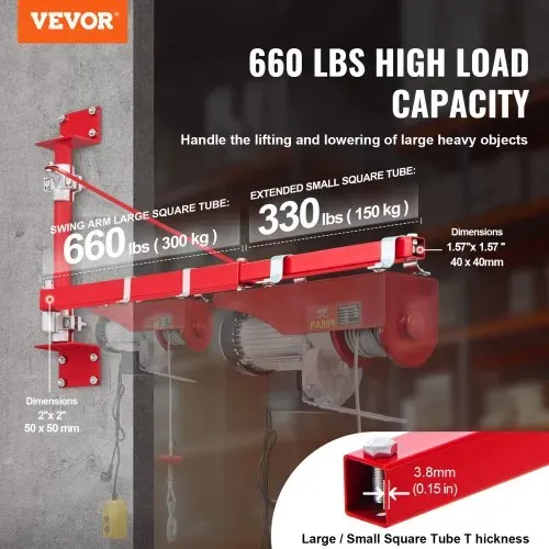 VEVOR Elektrischer Hebezeug-Stützarm 300 kg Tragkraft Hebezeughalter-Schwenkarm mit Stange Hebezeugrahmen aus Stahl, 180° schwenkbarer Gerüsthebezeug-Hebearm Windenhebezeugarm für Werkstatt Garage VEVOR Elektrischer Hebezeug-Stützarm 300 kg Tragkraft Hebezeughalter-Schwenkarm mit Stange Hebezeugrahmen aus Stahl, 180° schwenkbarer Gerüsthebezeug-Hebearm Windenhebezeugarm für Werkstatt Garage