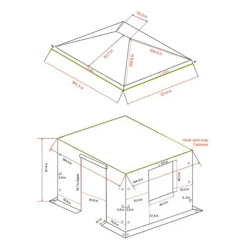 VEVOR Winterabdeckung, passend für 3,68x4,9 m große Pavillons, Ersatzabdeckung mit Seitenwänden & Netzfenstern, PE-Material, Lagerschutzabdeckungen, Pavillons nicht im Lieferumfang enthalten – Bild 6