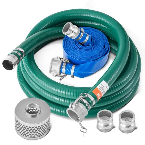 VEVOR Saugschlauch-Set, mit 50,8 mm x 15,24 m blauem Rückspülschlauch, 6,1 m grünem Saugschlauch & Stahlsieb mit rundem Loch, Camlocks, Klemmen, Cam & Groove-Adapter, für verschiedene Zwecke VEVOR Saugschlauch-Set, mit 50,8 mm x 15,24 m blauem Rückspülschlauch, 6,1 m grünem Saugschlauch & Stahlsieb mit rundem Loch, Camlocks, Klemmen, Cam & Groove-Adapter, für verschiedene Zwecke