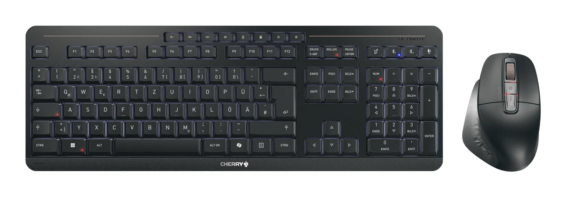 CHERRY Stream desktop ultimate Tastatur Maus enthalten Heimbüro USB + RF Wireless + Bluetooth QWERTZ Deutsch Schwarz – Bild 2