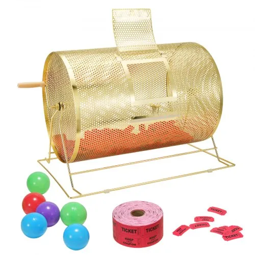 VEVOR Lostrommel Glückskind 10.000 Lose oder 300 Tombola-Kugeln Fassungsvermögen, Professioneller Los-Drehkäfig aus Metall, Lotterie-Drehscheibe, Losbox für Lotteriespiele Golden VEVOR Lostrommel Glückskind 10.000 Lose oder 300 Tombola-Kugeln Fassungsvermögen, Professioneller Los-Drehkäfig aus Metall, Lotterie-Drehscheibe, Losbox für Lotteriespiele Golden