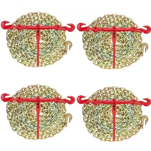 VEVOR Kette und Binder Kit 3/8in-1/2in, Ratsche Last Bindemittel 9215lbs Arbeitsstärke, Ratsche Bindemittel und Ketten, 3/8in x 10ft Ketten mit G70 Haken, für LKW, Tie Down, Schleppen, Abschleppen – Bild 3