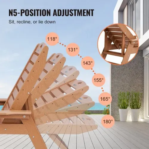 VEVOR Sonnenliege, 181kg Tragkraft, HDPE Gartenliege, Strandliege mit 6-fach verstellbarer Rückenlehne, Armlehne, Getränkehalter, Balkonliege, Terrassenliege für Pool, Terrasse, Patio, Rasen, Braun – Bild 2