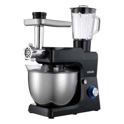 VEVOR multifunktionale Küchenmaschine elektrisch 1500 W mit Edelstahlschüssel (7,8 L) & Mixbecher (1,5 L), Knetmaschine Teigmixer mit 6+P Geschwindigkeiten & Knethaken & Schneebesen & Rührbesen – Bild 8