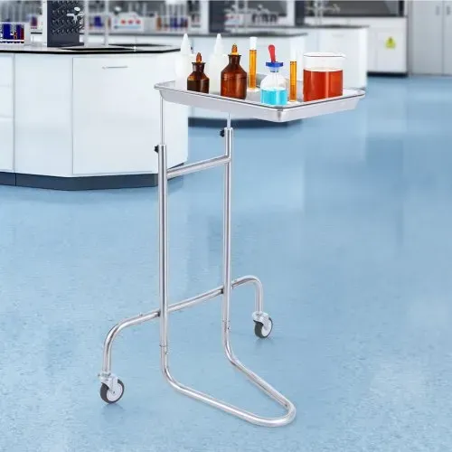 VEVOR Laborwagen aus Edelstahl, Laborwagen mit Einzelablage, mobiler medizinischer Wagen mit 2 leisen Rädern, Laborrollwagen für Labor, Klinik, Krankenhaus, Salon – Bild 7