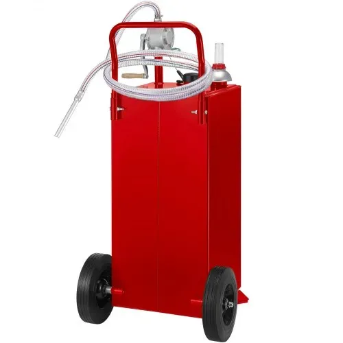 VEVOR 30 Gallonen Kraftstofftrolley, Kraftstoffspeicher mit 2 Rädern manueller Transferpumpe, Benzin-Diesel-Kraftstoffbehälter für Autos, Rasenmäher, Geländefahrzeuge, Boote, mehr, Rot – Bild 8