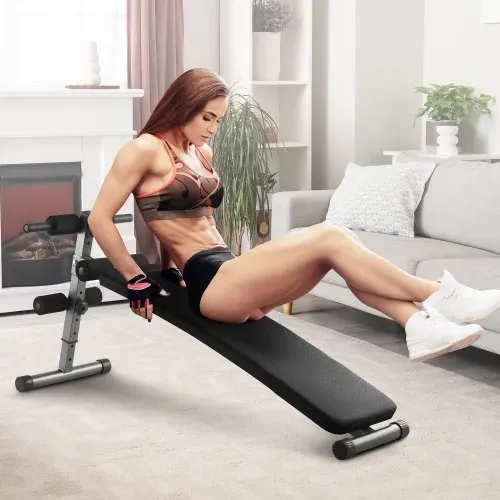 VEVOR Sit Up Bank, gebogene Bauchmuskelbank 5-stufig Höhenverstellbar (1425x470x675 mm) Rückentrainer (226 kg belastbar) für Heimtraining im Fitnessstudio Krafttraining Ganzkörpermuskeltraining – Bild 7