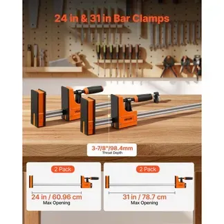 VEVOR Schraubzwingen 4er-Pack, 60,96 cm & 78,7 cm F-Zwingen, 500 kg Klemmzwingen, 2-fach Klemm-/Spreizfunktion, Weiche Gummifüße, Stange aus Kohlenstoffstahl, für Holz- & Metallbearbeitung VEVOR Schraubzwingen 4er-Pack, 60,96 cm & 78,7 cm F-Zwingen, 500 kg Klemmzwingen, 2-fach Klemm-/Spreizfunktion, Weiche Gummifüße, Stange aus Kohlenstoffstahl, für Holz- & Metallbearbeitung
