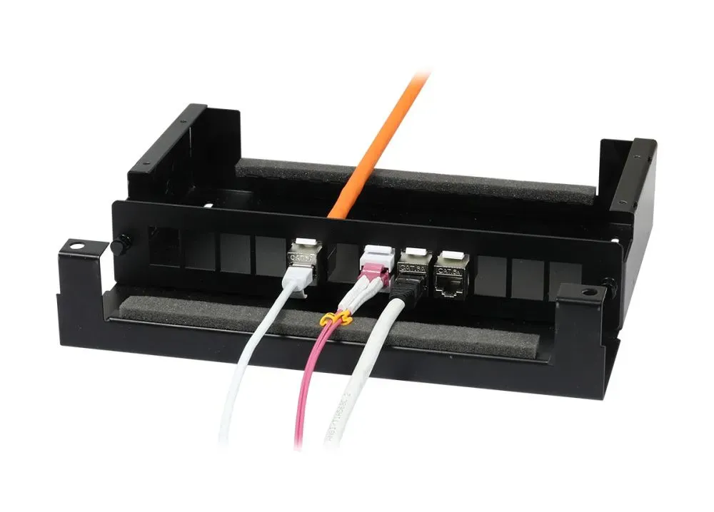 Keystone, Modulträger, Patchpanel für 12x TP-Modul, Aufputz, Metallklappbox(Consolidation Point Box), Schwarz, Synergy 21, – Bild 6