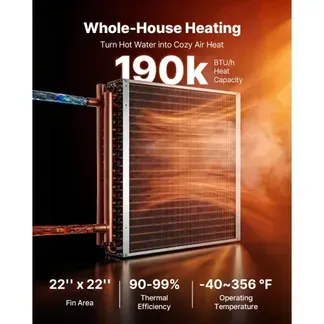VEVOR Lamellenwärmetauscher 559x559mm, 55,7kW Wärmetauscher mit Kupferanschlüssen & Aluminiumlamellen, Wasser-Luft-Wärmeüberträger mit 2,5 MPa Arbeitsdruck, Wärmeaustauscher für Heizung Kühlung Indoor VEVOR Lamellenwärmetauscher 559x559mm, 55,7kW Wärmetauscher mit Kupferanschlüssen & Aluminiumlamellen, Wasser-Luft-Wärmeüberträger mit 2,5 MPa Arbeitsdruck, Wärmeaustauscher für Heizung Kühlung Indoor