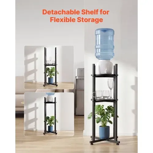 VEVOR Wasserkrughalter, 2-Stufig, für 1 Flasche, Wasserkrugregal mit Abnehmbarer Ablagefläche, Wasserspenderregal, Wasserflaschenregal Wasserbehälterregal, für Küche, Büro, Wohnzimmer, Schwarz – Bild 2