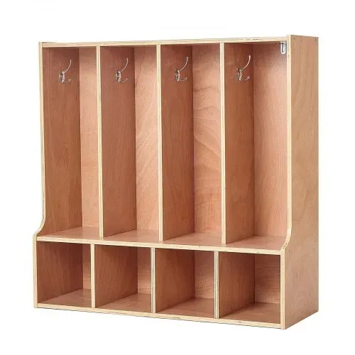 VEVOR Offener Kinderkleiderschrank aus Sperrholz, Kindergarderobe mit 8 Haken & 8 Fächern (4 Groß + 4 Klein), Garderobenregal & Aufbewahrungsregal für Kinderzimmer Zuhause Kindergarten Kita – Bild 8