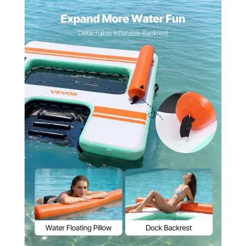 VEVOR Aufblasbares Schwimmdock, 2,44 x 1,83 m, Schwimmplattform mit Rutschfester Oberfläche, Tragetasche & Abnehmbarer Leiter, Schwimmende Insel, Wasserplattform für Pool, Strand & Meer – Bild 2