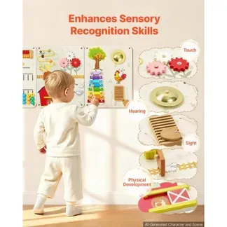 VEVOR Montessori Busy Board 16-in-1 5-Teiliges Wandmotorikbrett aus Holz, Sensorisches Lernspielzeug zur Bildung & Frühe Entwicklung für Kita Zuhause, mit Xylophon Uhr Zahnrädern & Lernelementen VEVOR Montessori Busy Board 16-in-1 5-Teiliges Wandmotorikbrett aus Holz, Sensorisches Lernspielzeug zur Bildung & Frühe Entwicklung für Kita Zuhause, mit Xylophon Uhr Zahnrädern & Lernelementen