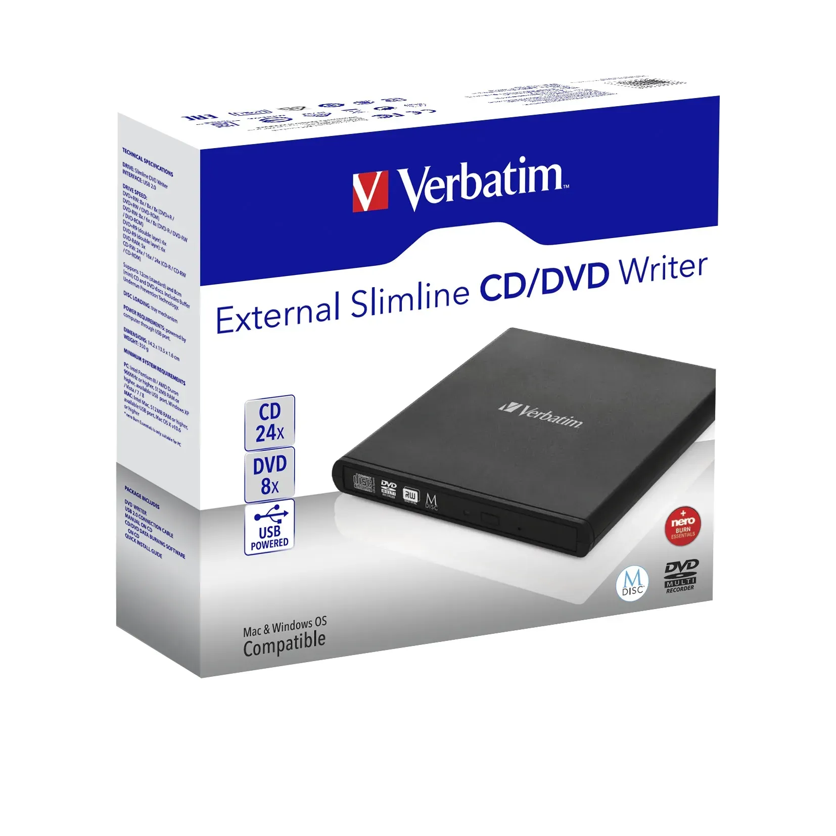 Verbatim Slimline CD/DVD Optisches Laufwerk DVD-RW Schwarz – Bild 5