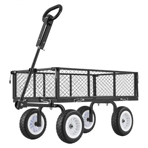 VEVOR Bollerwagen 408,2 kg Tragkraft, Gartenwagen mit PU-Reifen, Transportwagen mit Verstellbarem Griff, Abnehmbaren Seitenwänden, Handwagen zur Befestigung an ATV oder Traktor, Schwarz – Bild 8