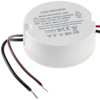 LED-Trafo “CT-36E”, 1,0-36W, rund 64mm Ø, 230V auf 12V= Konstantspannung LED-Trafo “CT-36E”, 1,0-36W, rund 64mm Ø, 230V auf 12V= Konstantspannung