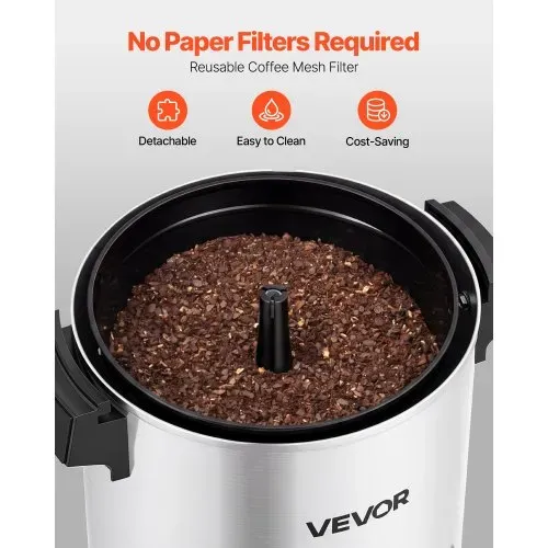 VEVOR Gewerbliche Kaffeemaschine, 30 Tassen, 4,5 l Heißgetränkespender mit tropffreiem Wasserhahn, 1190 W Schnellbrüh-Kaffeemaschine, automatische Temperaturregelung, für Catering, Partys, Kirchen und Restaurants – Bild 2