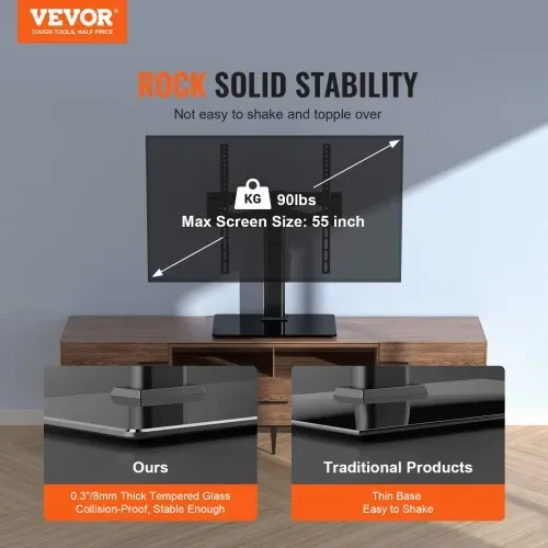 VEVOR TV Ständer mit Rollen Universal 615–670 mm Höhenverstellbar, 75 x 75 mm, 400 x 400 mmm 41 kg Belastbar Bodenständer Standfuß Mobil Wagen Fernsehständer, Stabile Halterung Fernsehtisch VEVOR TV Ständer mit Rollen Universal 615–670 mm Höhenverstellbar, 75 x 75 mm, 400 x 400 mmm 41 kg Belastbar Bodenständer Standfuß Mobil Wagen Fernsehständer, Stabile Halterung Fernsehtisch
