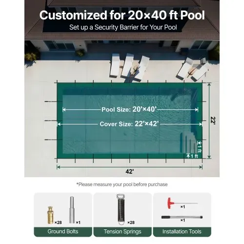 VEVOR Poolabdeckung, passend für 6,7×12,2 m Rechteckige Eingelassene Winterabdeckplane, Solide Pool-Sicherheitsabdeckung für Schwimmbad, Winter-Sicherheitsabdeckung VEVOR Poolabdeckung, passend für 6,7×12,2 m Rechteckige Eingelassene Winterabdeckplane, Solide Pool-Sicherheitsabdeckung für Schwimmbad, Winter-Sicherheitsabdeckung