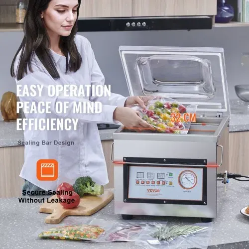 VEVOR Kammer-Vakuumierer 320 W Vakuumiergerät für feuchte Lebensmittel Fleisch Marinaden usw. kompakte Größe mit 32 cm Versiegelungslänge Anwendung in der privaten Küche und im gewerblichen Bereich – Bild 3