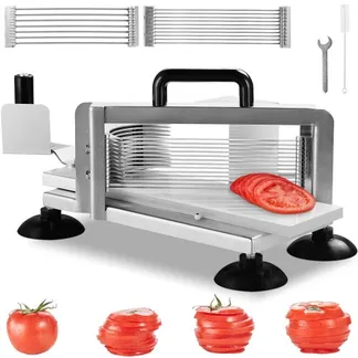 VEVOR Kommerzieller Tomatenschneider, 1/4″+3/8″+3/16″ Tomatenschneider, Hochleistungs-Tomatenschneider aus Edelstahl, manueller Gemüseschneider, zum Schneiden von Tomaten, Gurken, Bananen usw. VEVOR Kommerzieller Tomatenschneider, 1/4″+3/8″+3/16″ Tomatenschneider, Hochleistungs-Tomatenschneider aus Edelstahl, manueller Gemüseschneider, zum Schneiden von Tomaten, Gurken, Bananen usw.